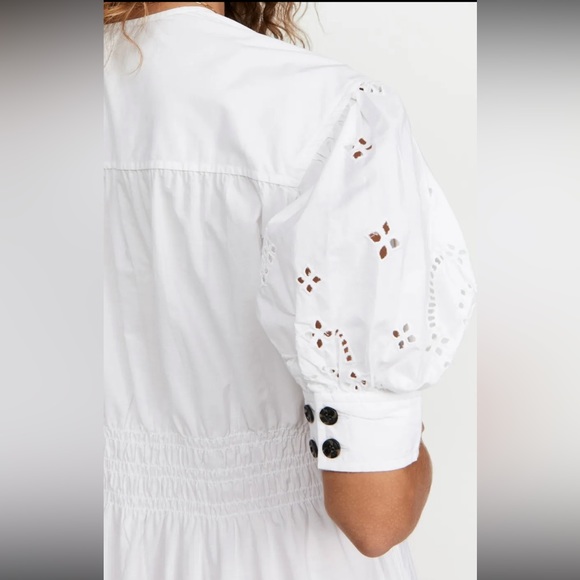 GANNI White Broderie Anglaise Organic Cotton Eyelet Dress US 6/38 - Picture 7 of 14